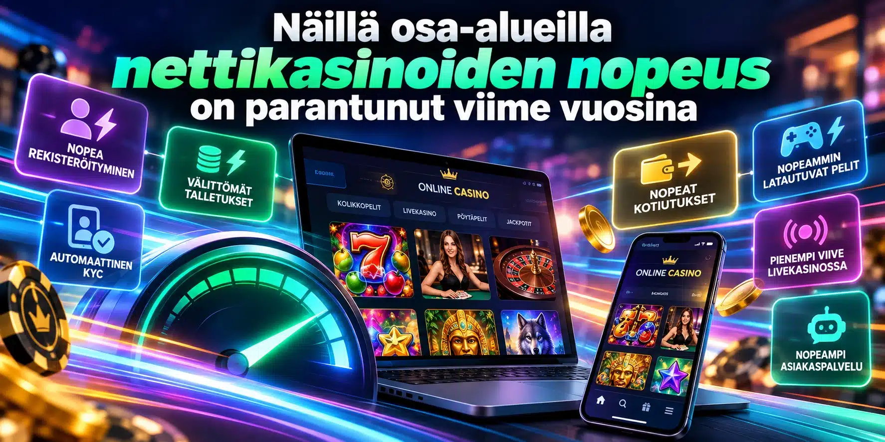 Näillä osa-alueilla nettikasinoiden nopeus on parantunut viime vuosina